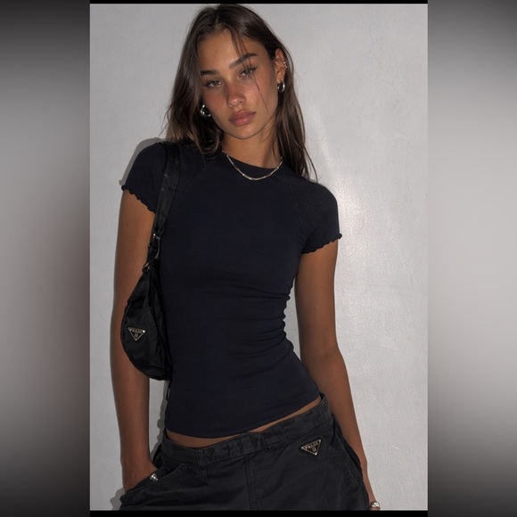 Prada Girocollo Jersey Intero Short Sleeve Top | Size S | Dark Blue / Black - Picture 2 of 15